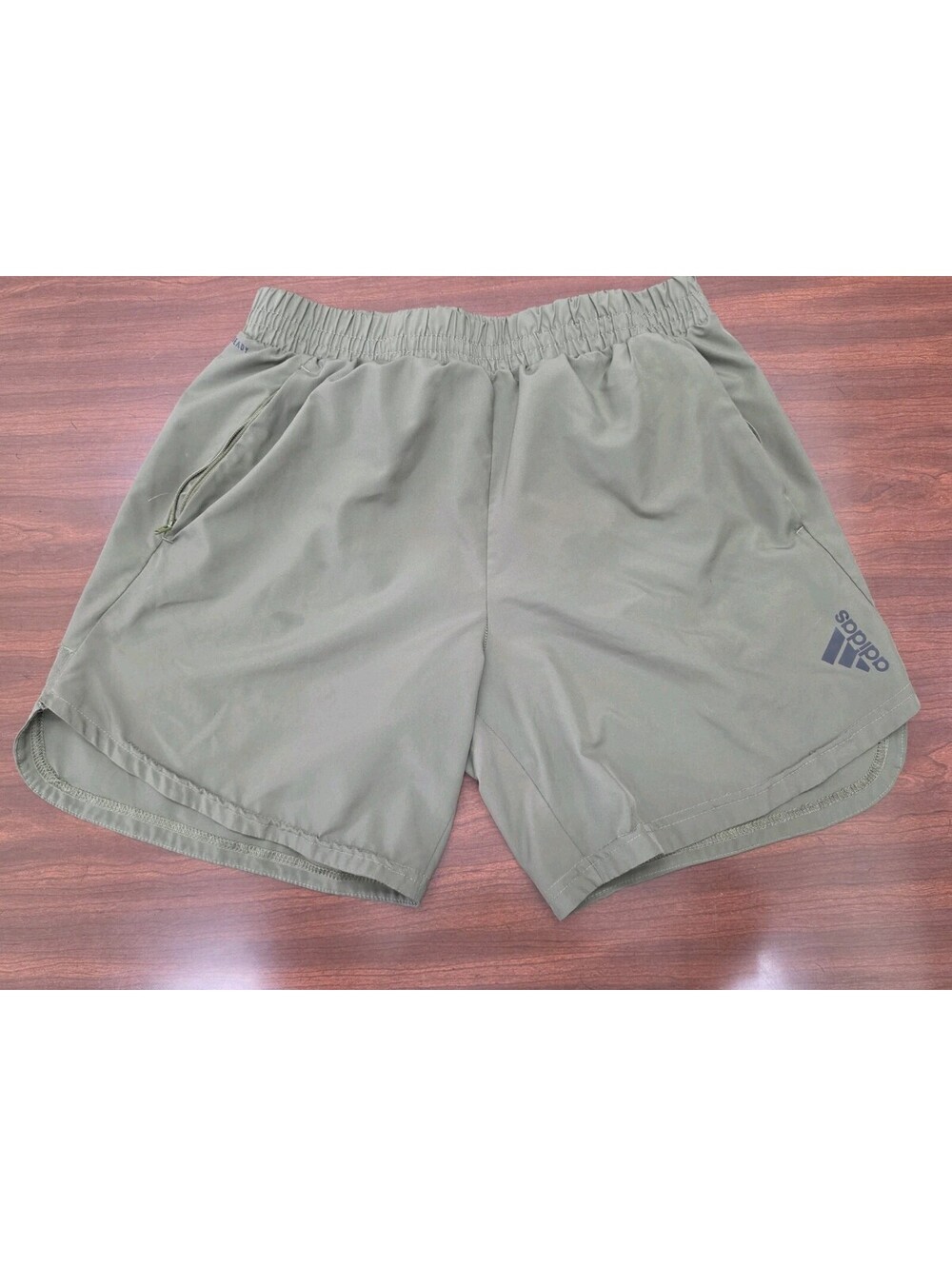 Adidas Aeroready Olive Green Athletic Shorts Womens XL 7" Running Gym Zip Pocket